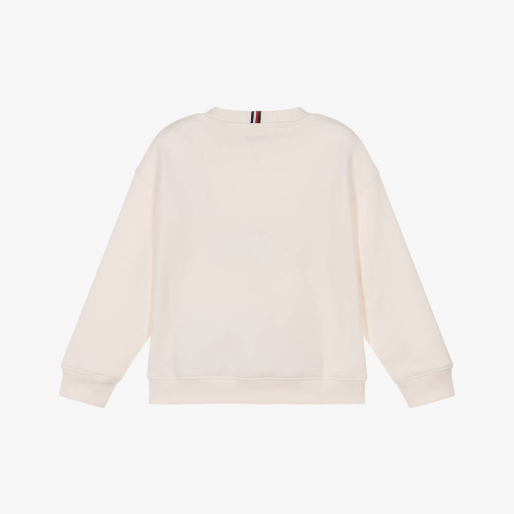 Tommy Hilfiger-Ivory Cotton Sweatshirt with Mini Logo | Childrensalon Outlet