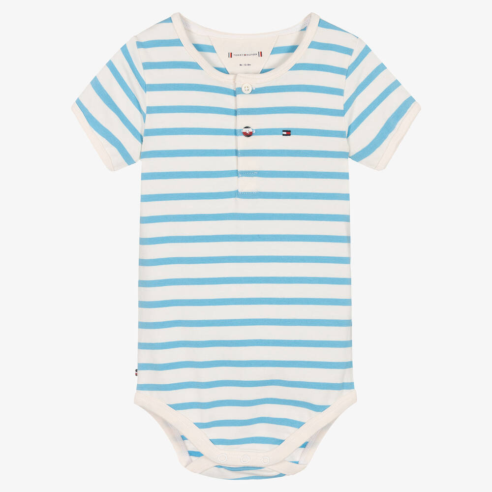 Tommy Hilfiger - Ivory & Pale Blue Striped Bodyvest | Childrensalon