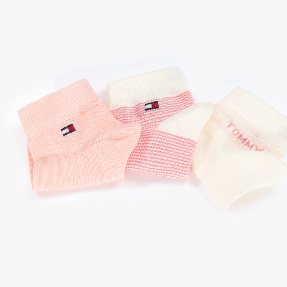 Tommy Hilfiger-Ivory & Pink Girls Sock Trio | Childrensalon Outlet