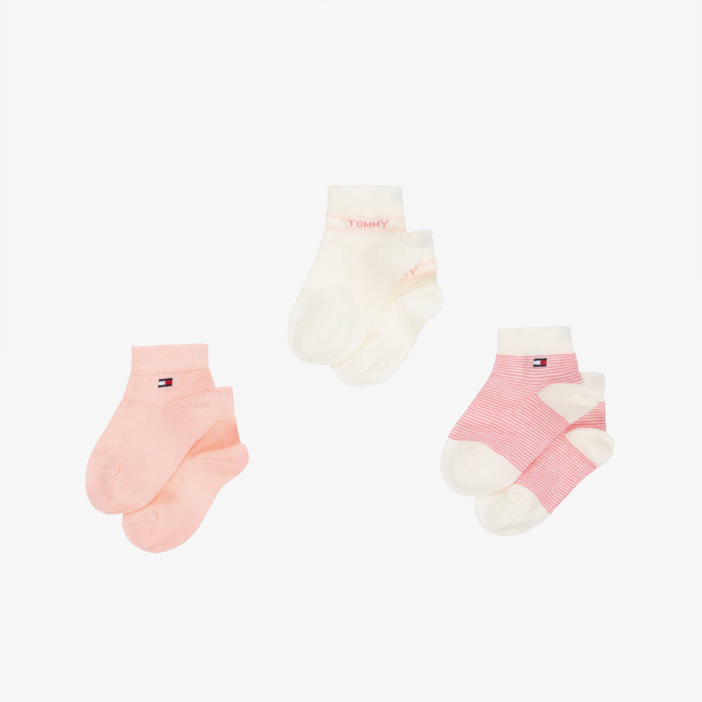 Tommy Hilfiger-Ivory & Pink Girls Sock Trio | Childrensalon Outlet