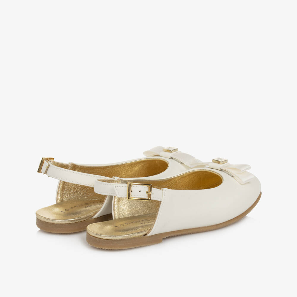 Tommy Hilfiger-Ivory Slingback Shoes with Bow | Childrensalon Outlet