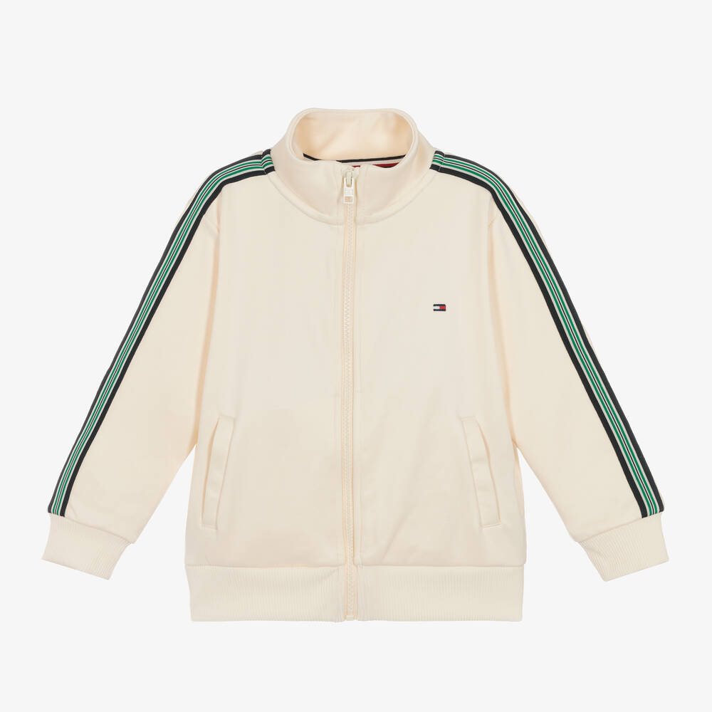 Tommy Hilfiger-Ivory Striped Tape Zip-Up Top | Childrensalon Outlet