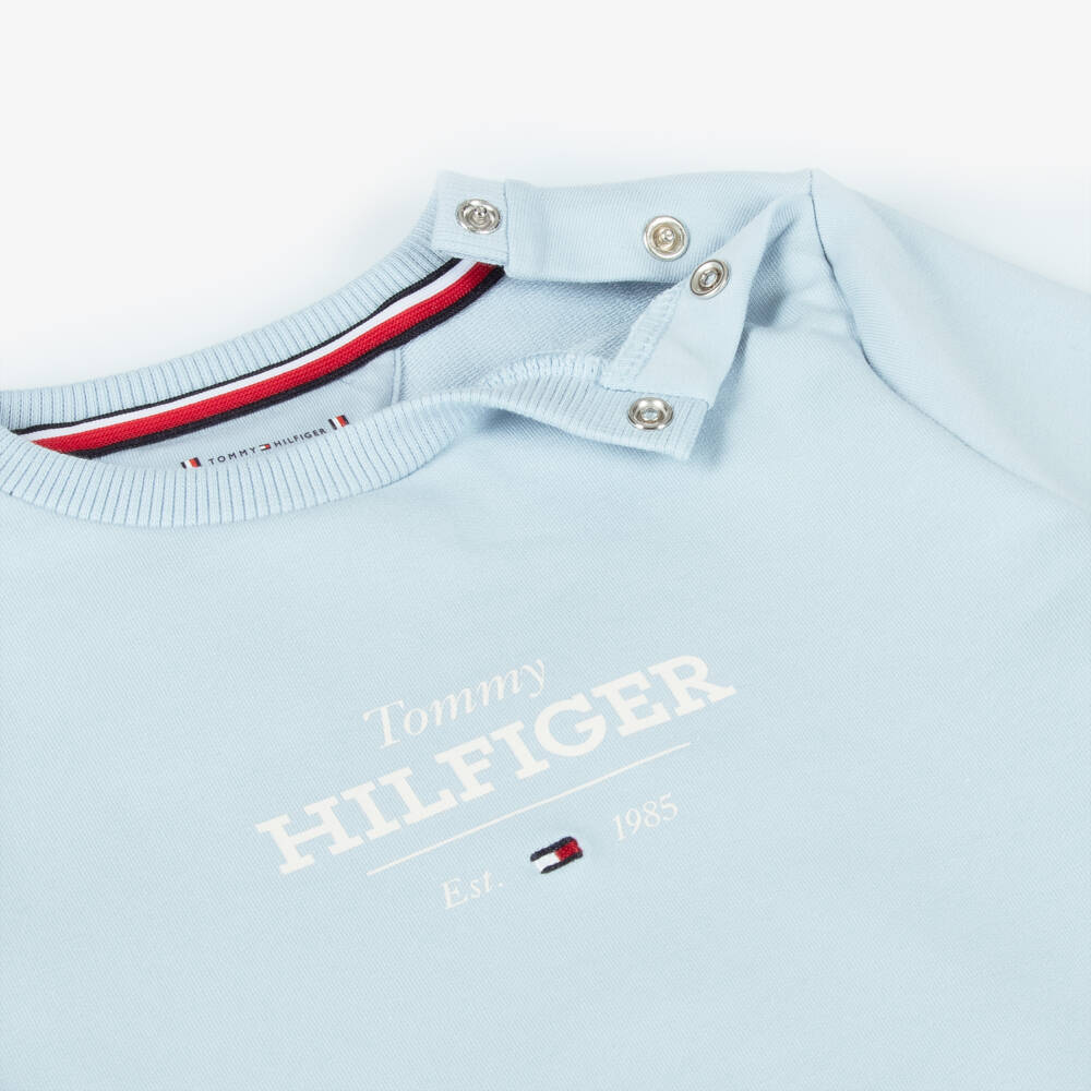 Tommy Hilfiger-Light Blue Cotton Baby Tracksuit | Childrensalon Outlet