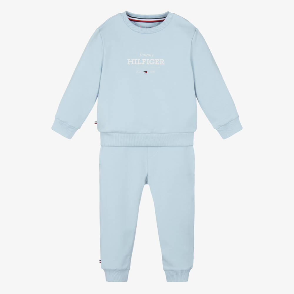 Tommy Hilfiger-Light Blue Cotton Baby Tracksuit | Childrensalon Outlet