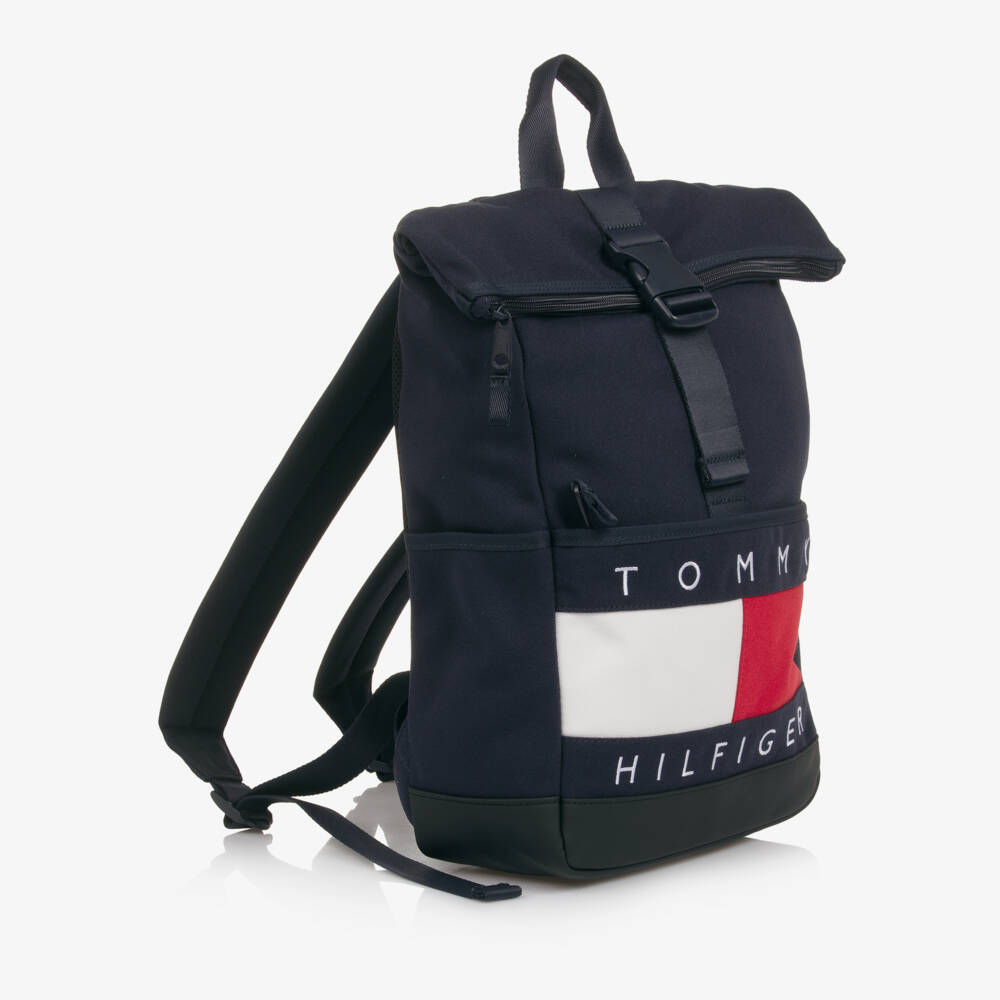 Tommy Hilfiger-Navy Blue Canvas Flag Logo Backpack | Childrensalon Outlet