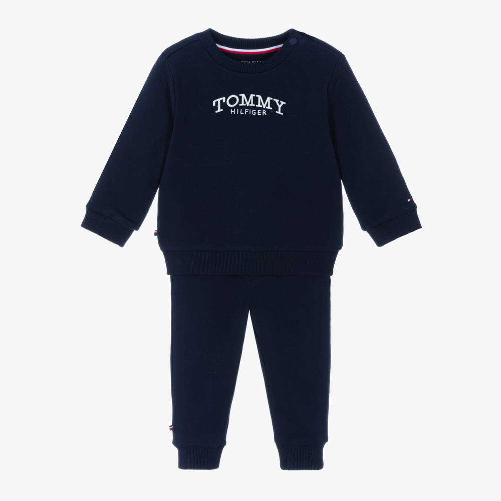 Tommy Hilfiger-Navy Blue Cotton Embroidered Logo Tracksuit | Childrensalon Outlet