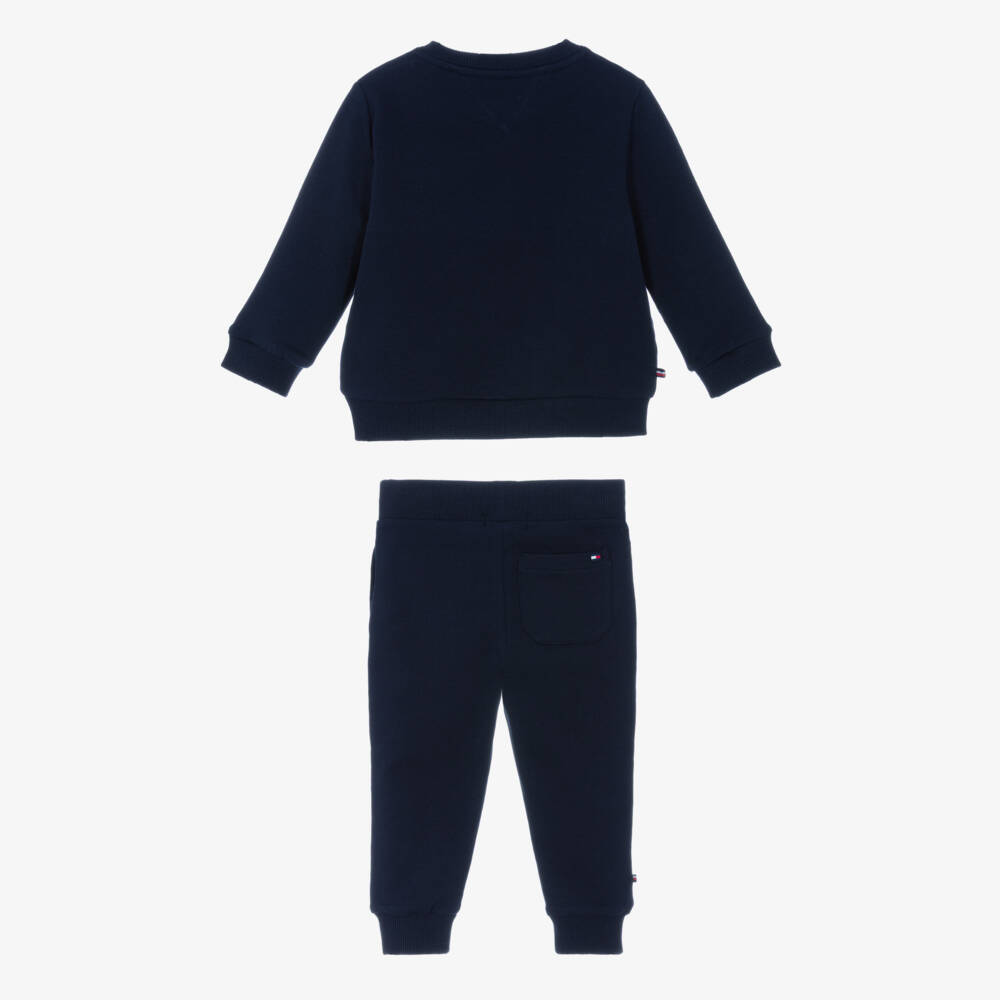 Tommy Hilfiger-Navy Blue Cotton Embroidered Logo Tracksuit | Childrensalon Outlet