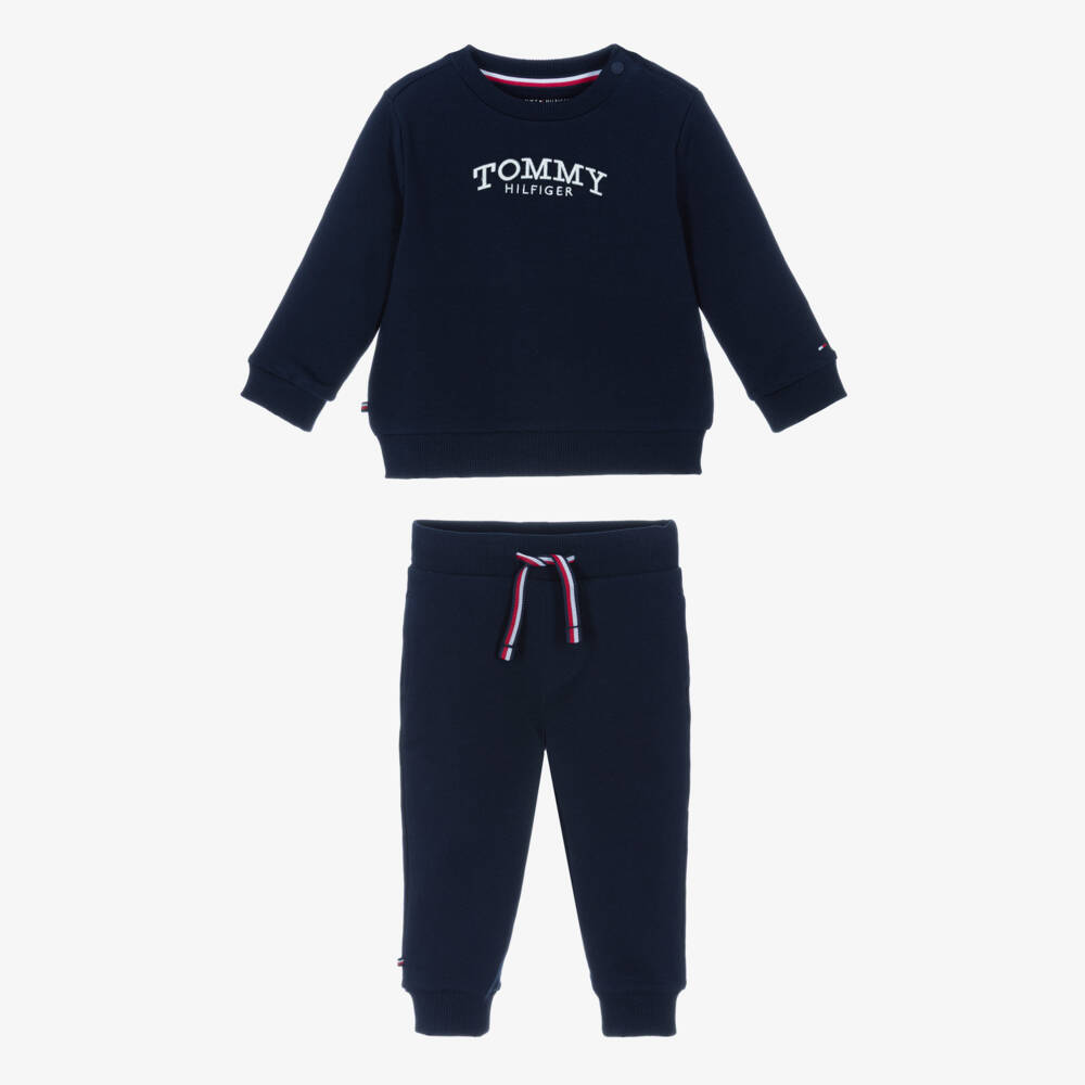 Tommy Hilfiger-Navy Blue Cotton Embroidered Logo Tracksuit | Childrensalon Outlet