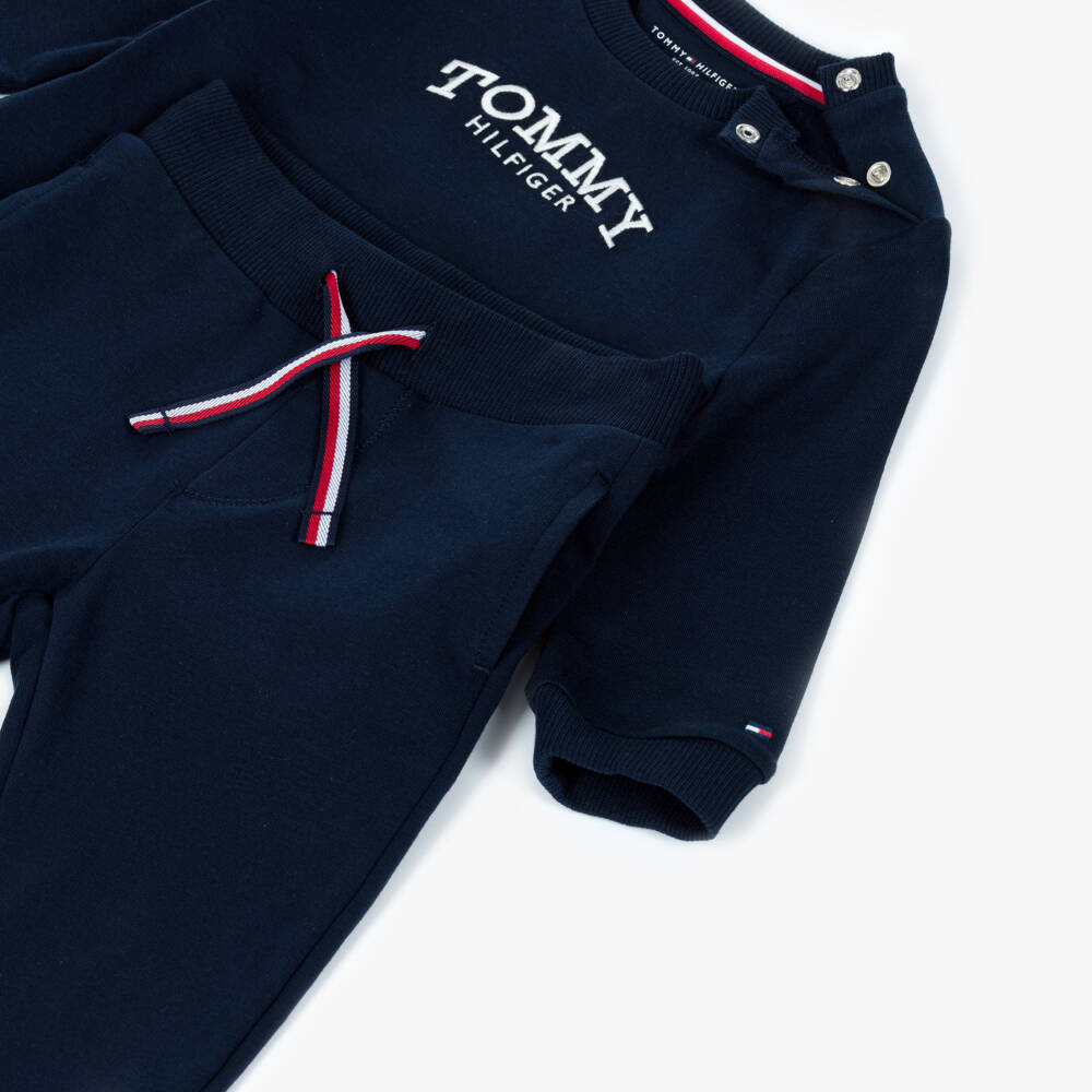 Tommy Hilfiger-Navy Blue Cotton Embroidered Logo Tracksuit | Childrensalon Outlet