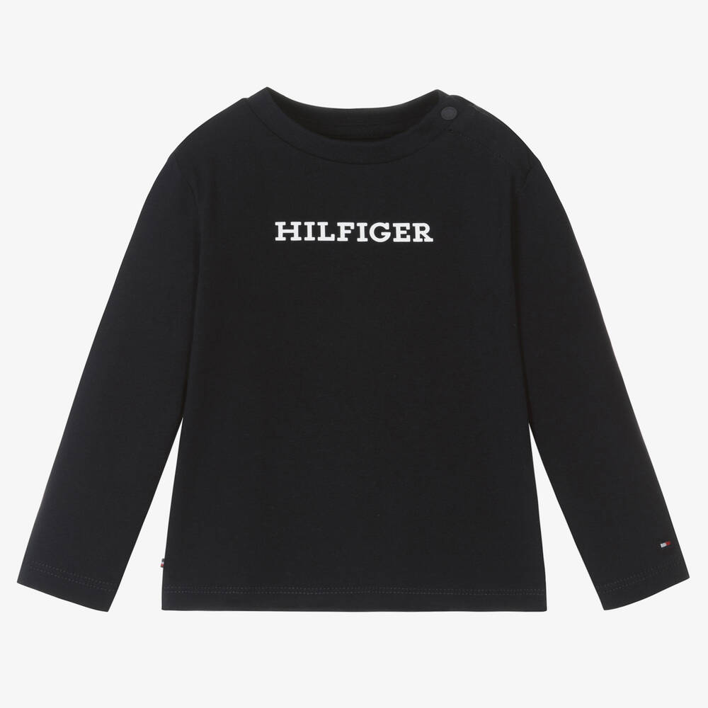 Tommy Hilfiger - Haut bleu marine en jersey de coton | Childrensalon