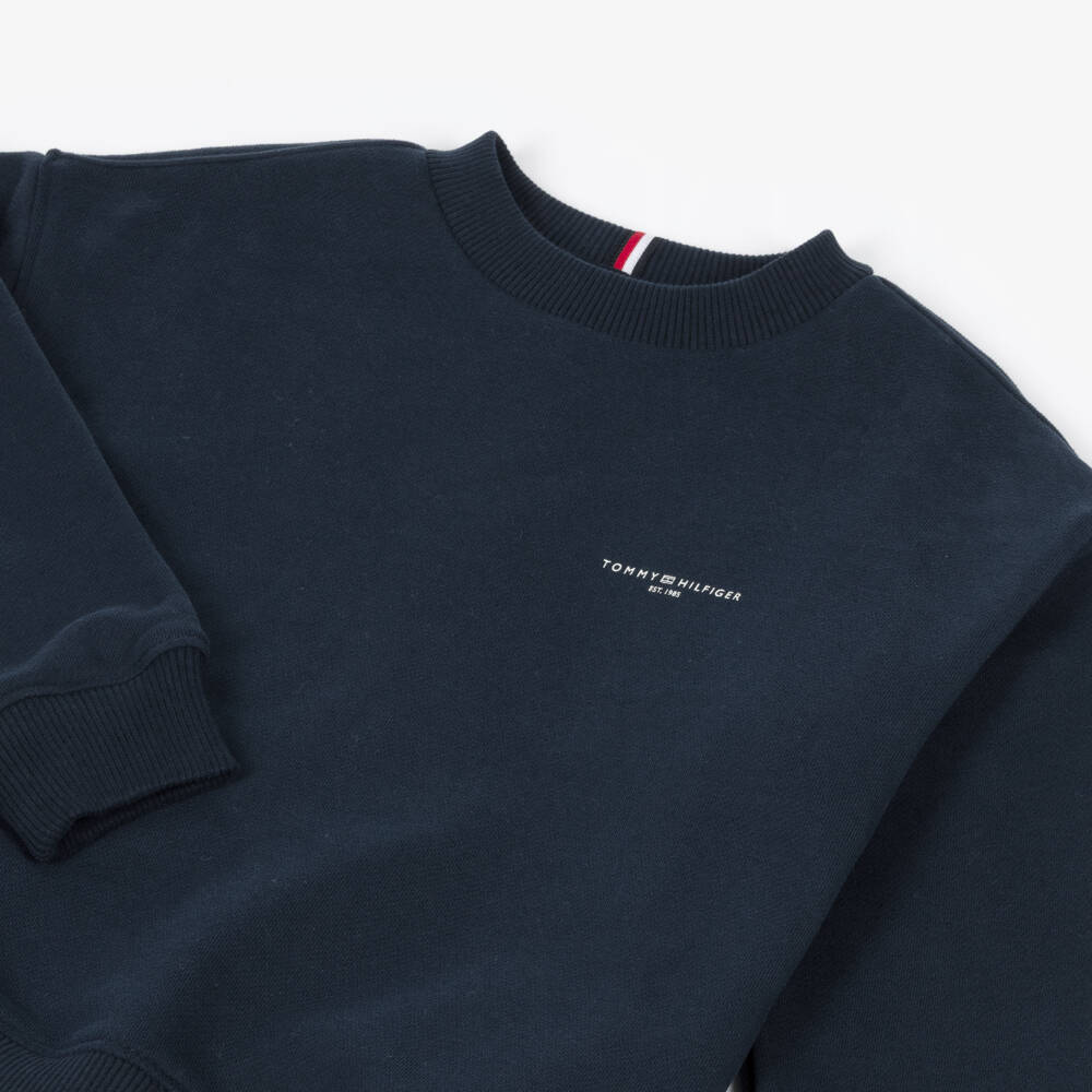 Tommy Hilfiger-Navy Blue Cotton Jersey Tracksuit with Logo Detail | Childrensalon Outlet