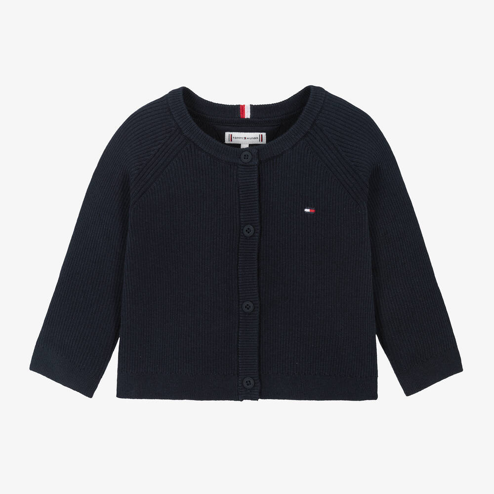 Tommy Hilfiger-Navy Blue Cotton Knit Baby Cardigan | Childrensalon Outlet