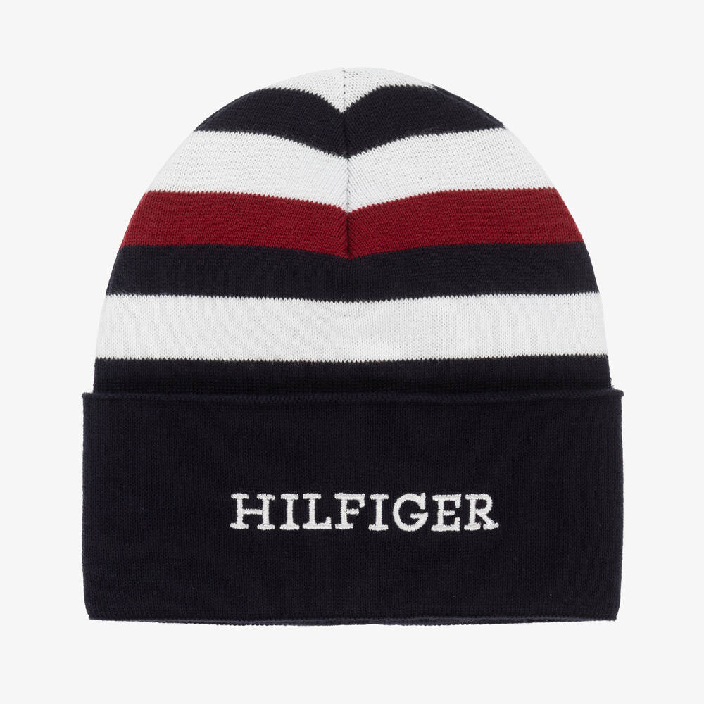 Tommy Hilfiger - Bonnet bleu en maille de coton | Childrensalon