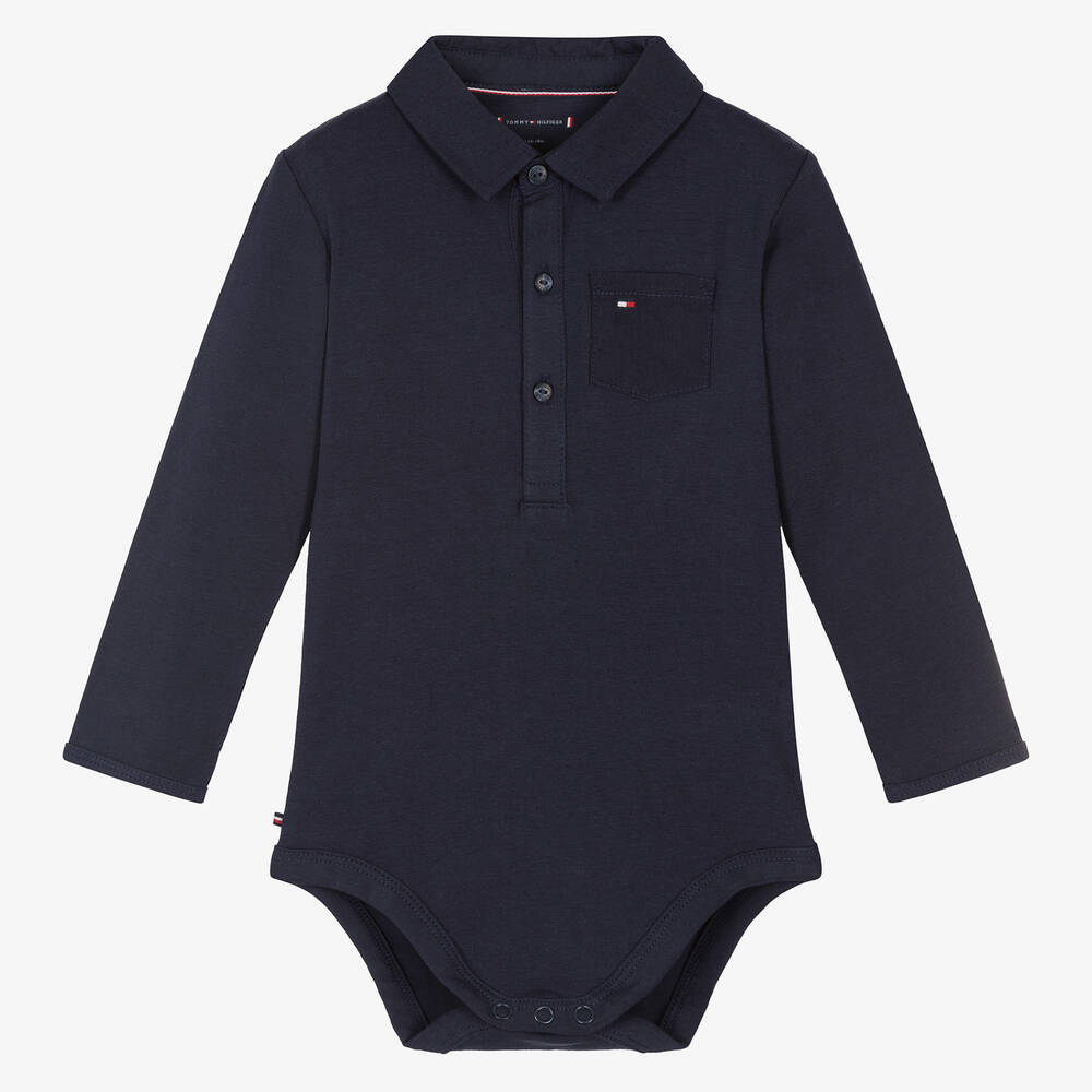 Tommy Hilfiger - Navy Blue Cotton Polo Bodysuit | Childrensalon