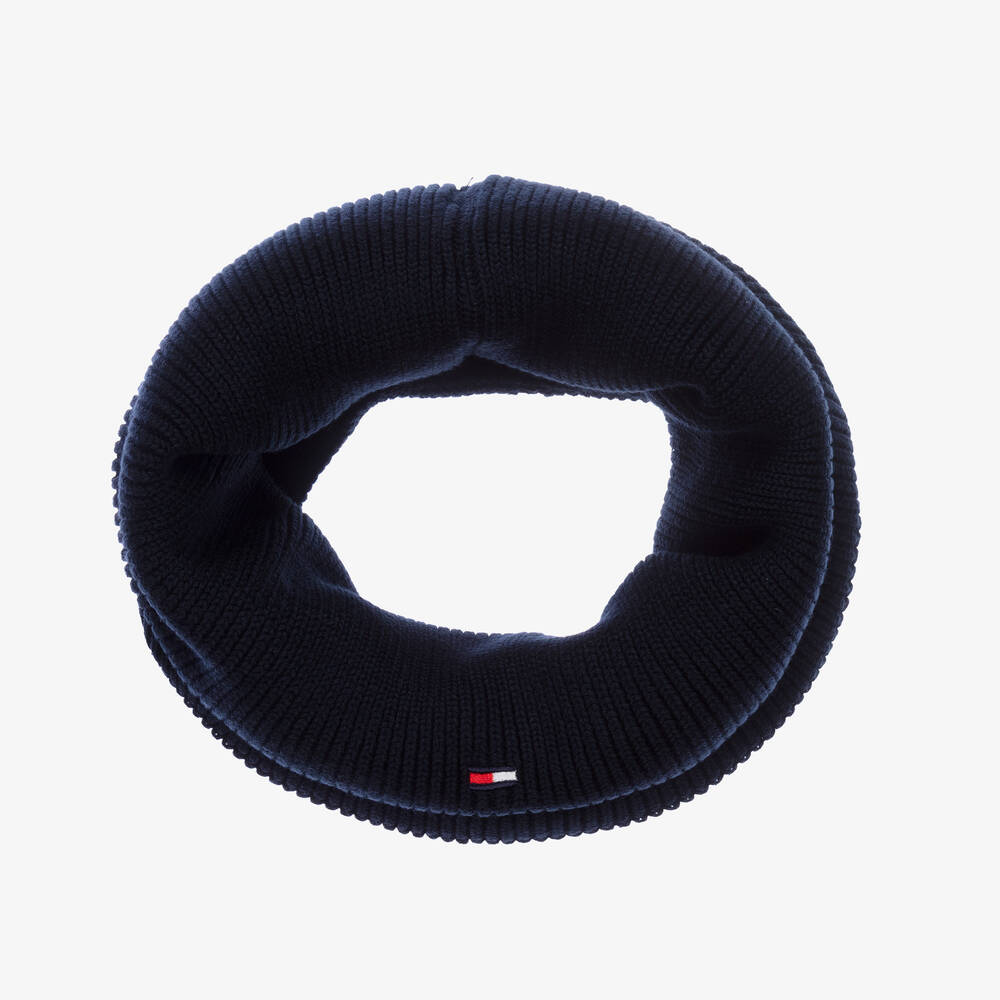 Tommy Hilfiger-Navy Blue Knitted Logo Snood | Childrensalon Outlet