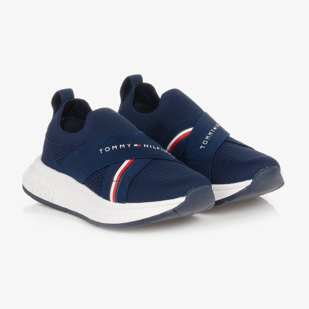 Tommy Hilfiger - Baskets-chaussettes bleu marine | Childrensalon