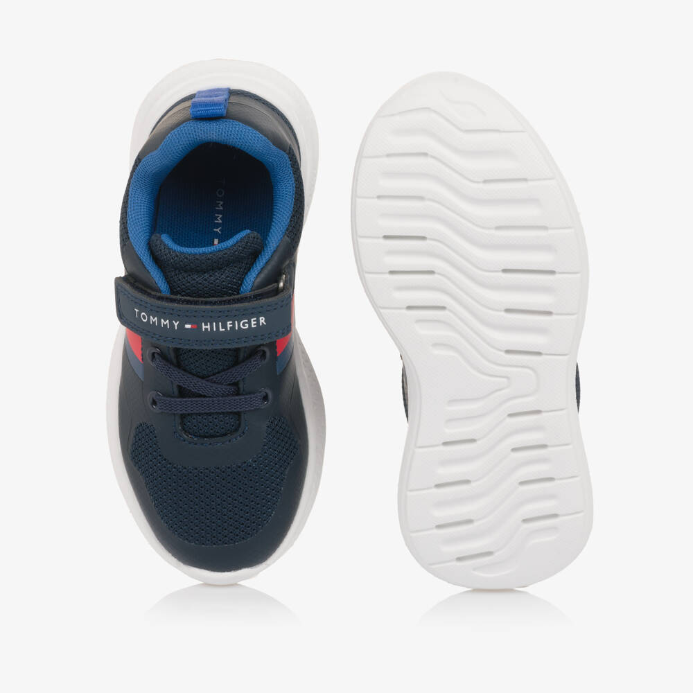 Tommy Hilfiger-Navy Blue Mesh Velcro Trainers with Flag Logo | Childrensalon Outlet