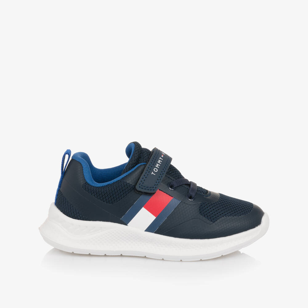 Tommy Hilfiger-Navy Blue Mesh Velcro Trainers with Flag Logo | Childrensalon Outlet