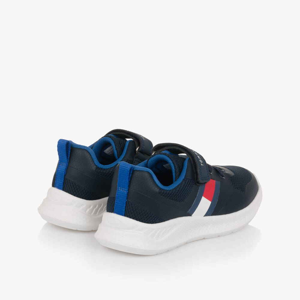 Tommy Hilfiger-Navy Blue Mesh Velcro Trainers with Flag Logo | Childrensalon Outlet