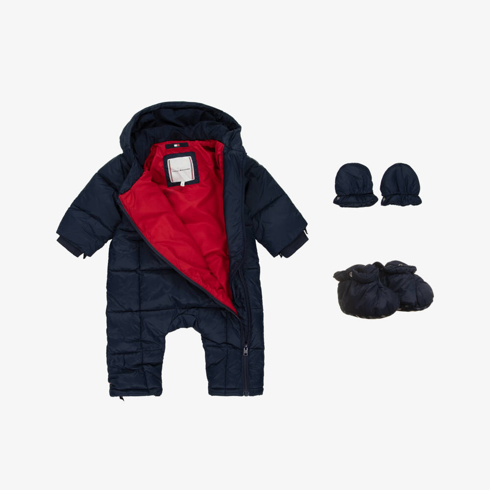 Tommy Hilfiger-Navy Blue Padded Baby Snowsuit | Childrensalon Outlet