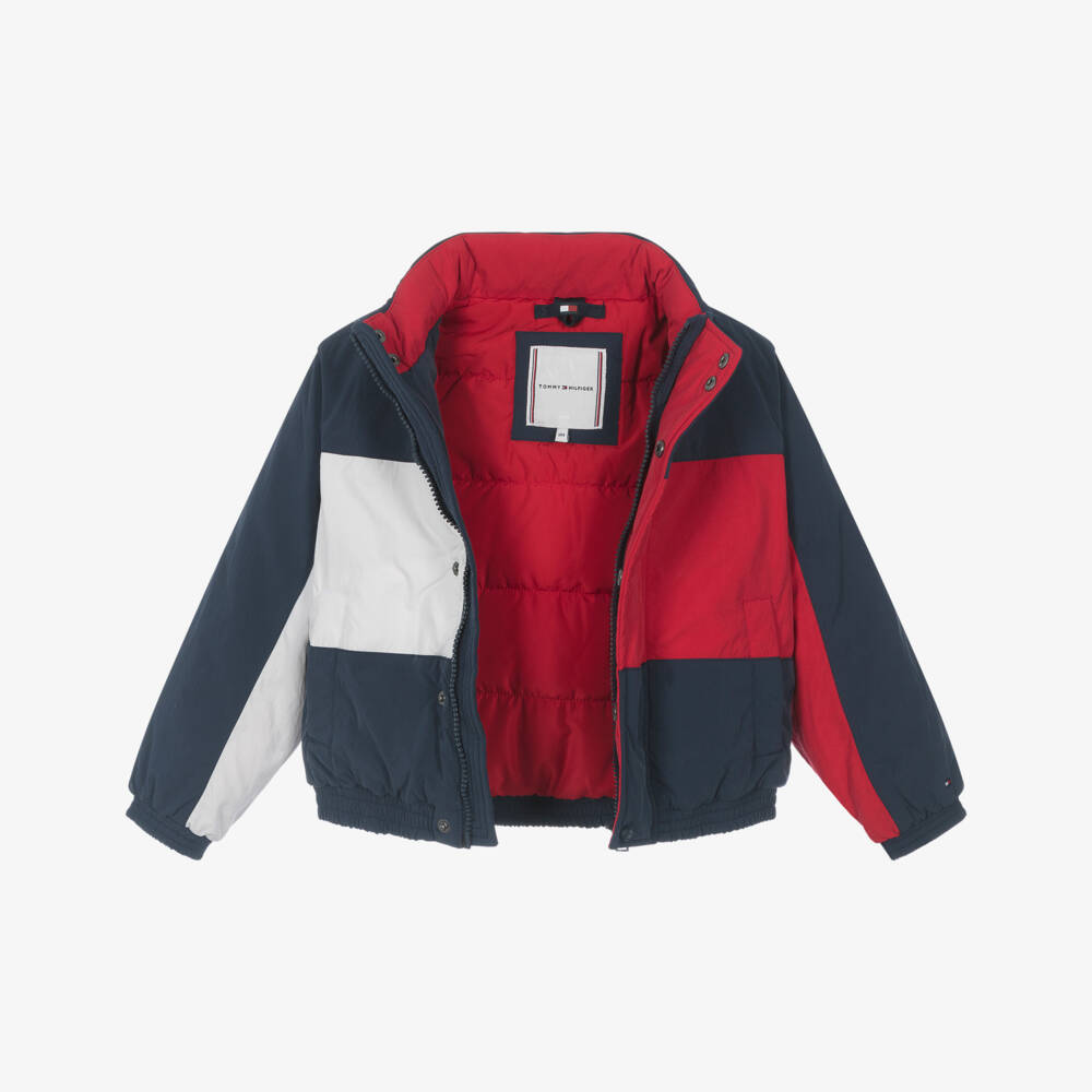 Tommy Hilfiger-Navy Blue Padded Jacket with Flag Logo | Childrensalon Outlet