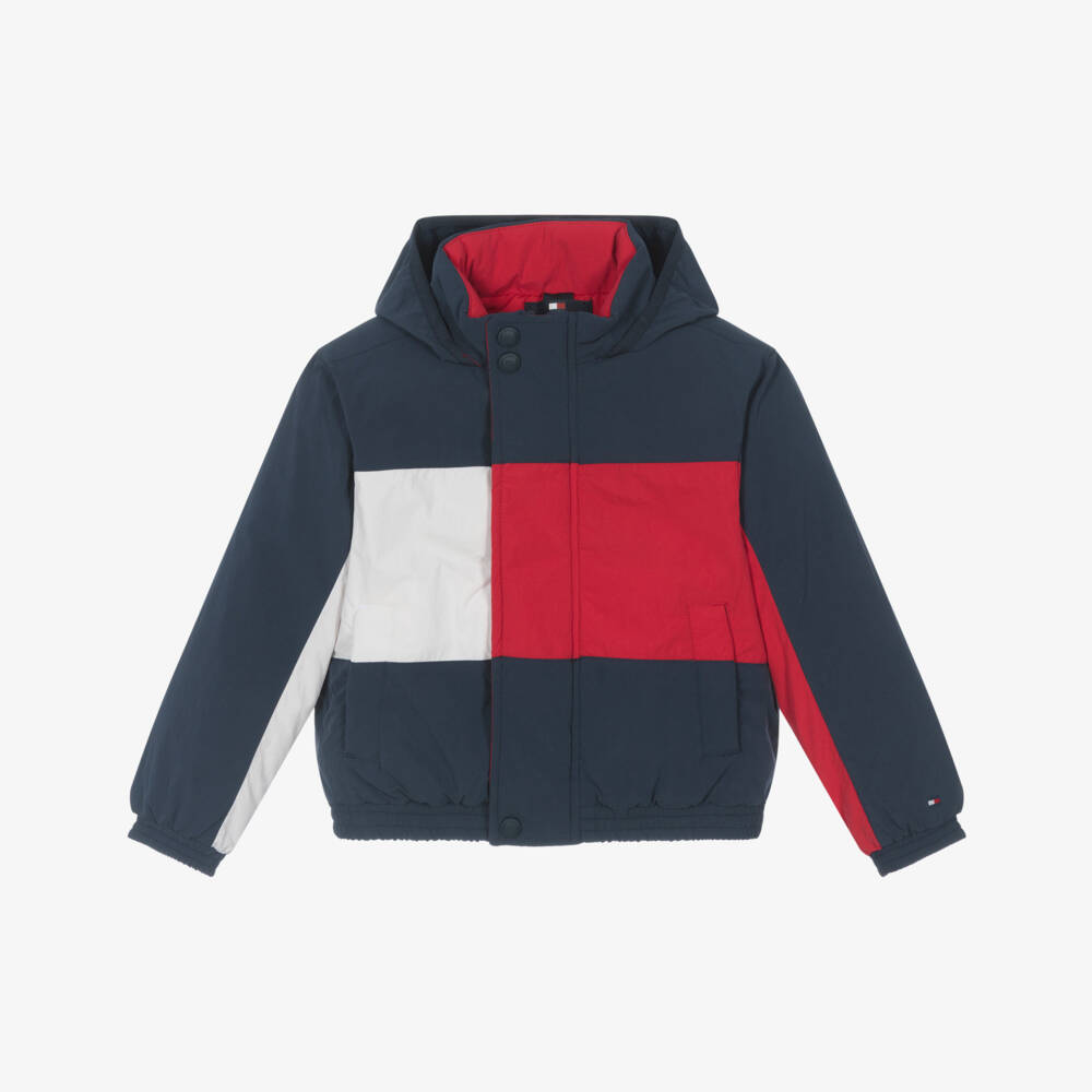 Tommy Hilfiger-Navy Blue Padded Jacket with Flag Logo | Childrensalon Outlet