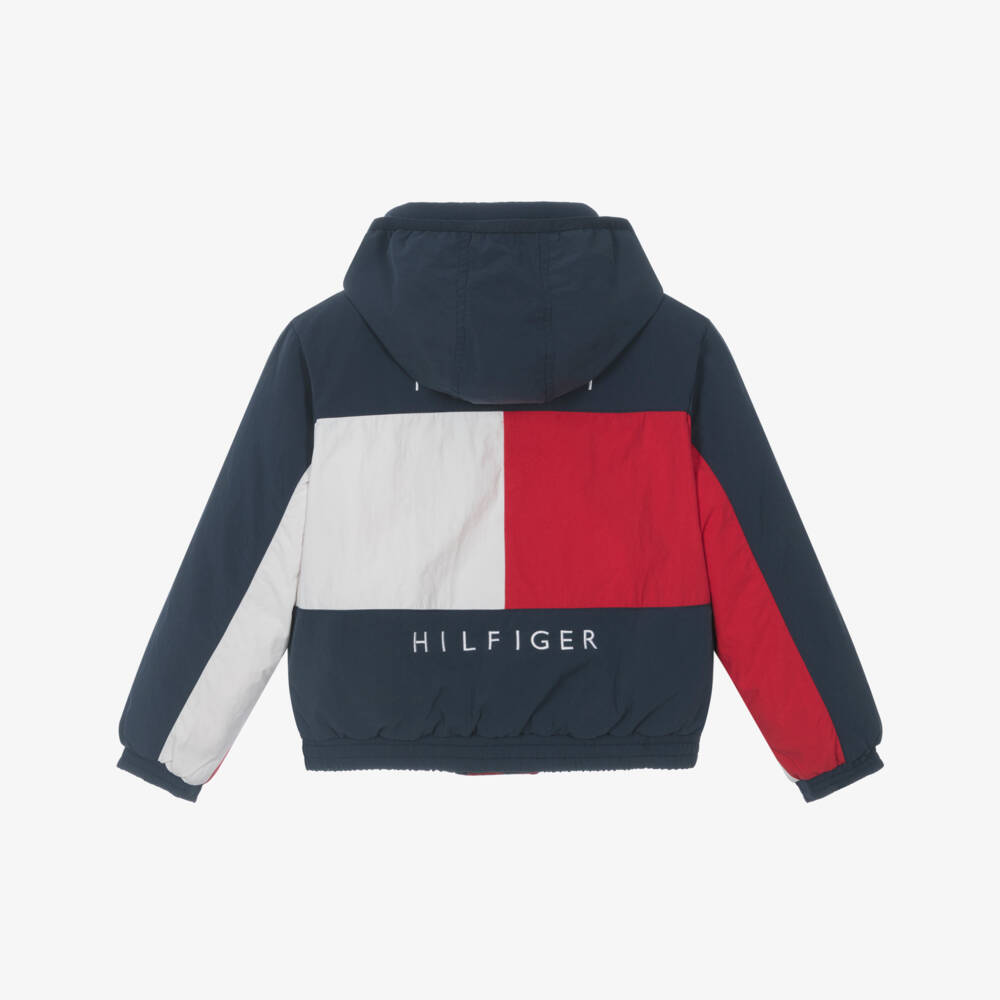 Tommy Hilfiger-Navy Blue Padded Jacket with Flag Logo | Childrensalon Outlet