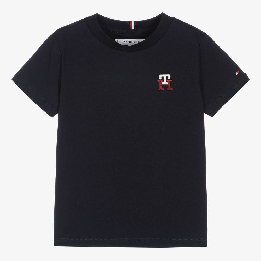 Tommy Hilfiger - T-shirt bleu marine à monogramme TH | Childrensalon