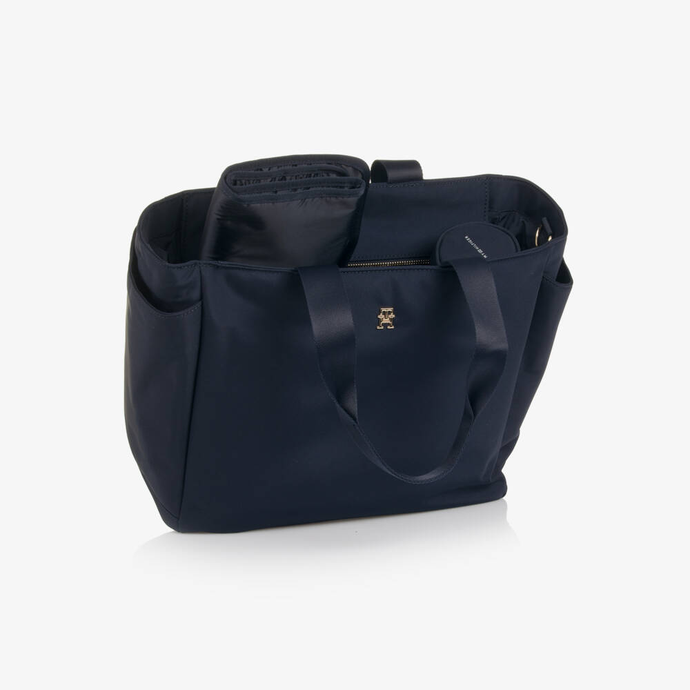 Tommy Hilfiger-Navy Blue Tote Changing Bag with TH Monogram (42cm) | Childrensalon Outlet