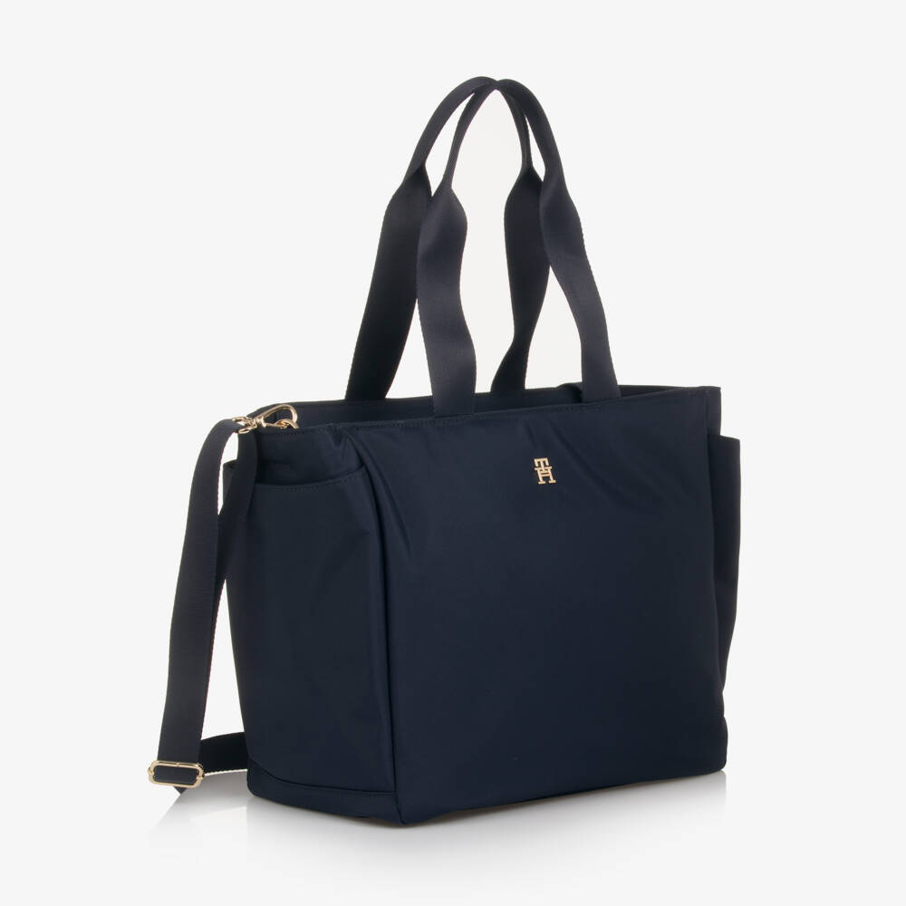 Tommy Hilfiger-Navy Blue Tote Changing Bag with TH Monogram (42cm) | Childrensalon Outlet