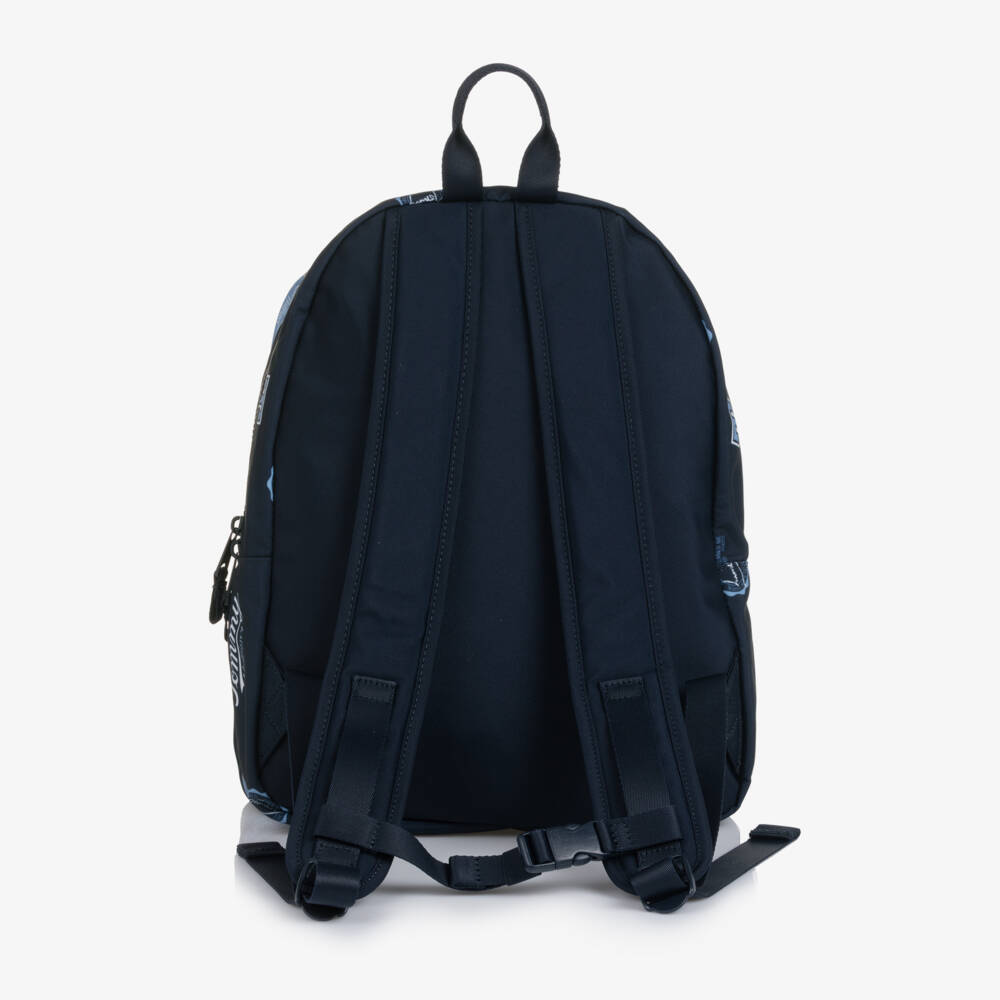 Tommy Hilfiger-Navy Blue Varsity Logo Print Canvas Backpack (37cm) | Childrensalon Outlet