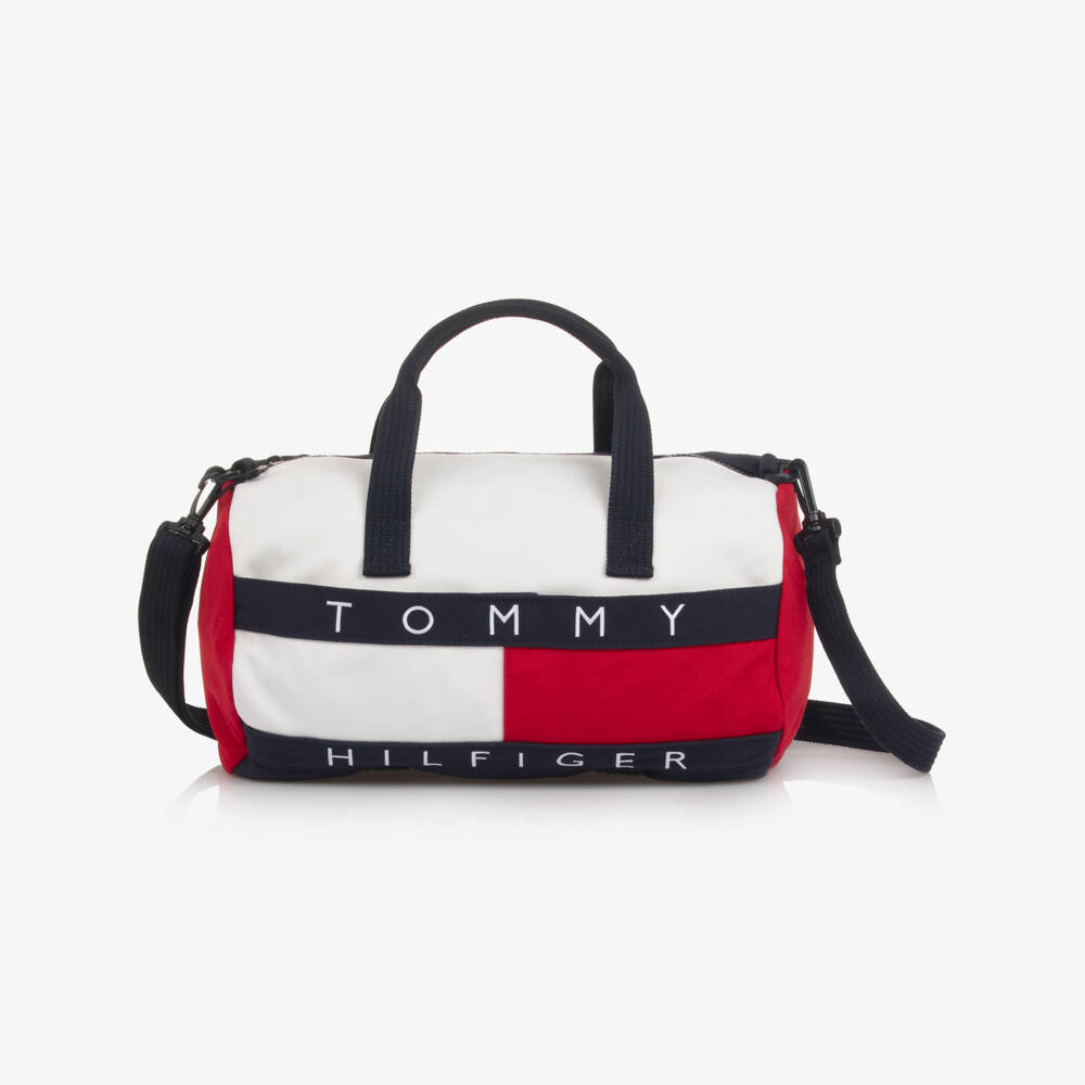 Tommy Hilfiger-Navy Blue & White Canvas Flag Logo Sports Bag (36cm) | Childrensalon Outlet