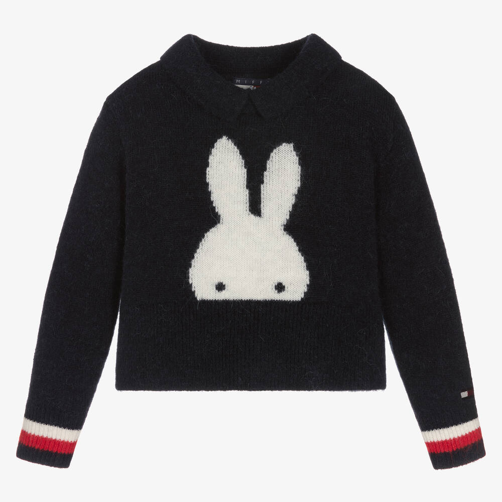 Tommy Hilfiger - Pull bleu marine en laine Miffy | Childrensalon