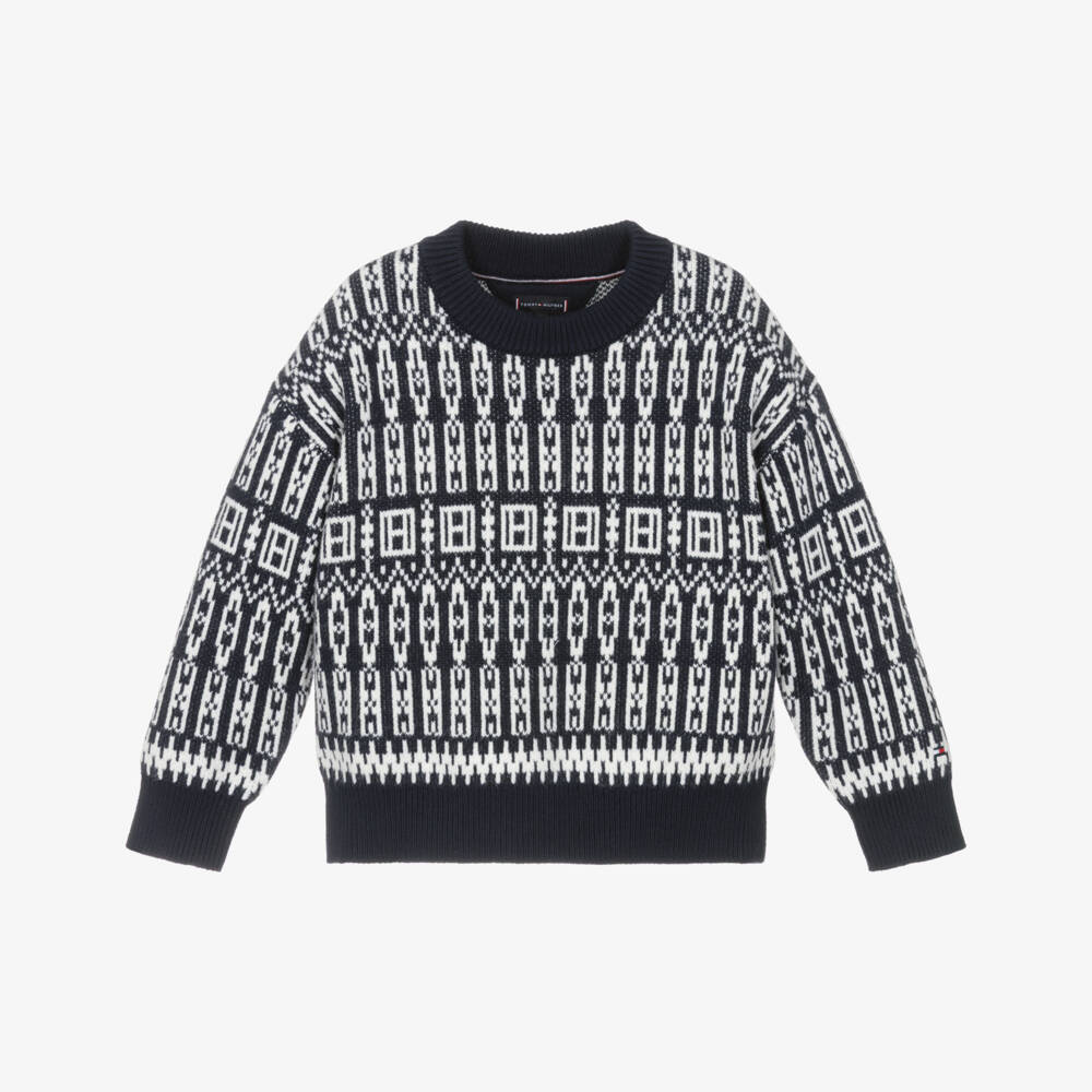Tommy Hilfiger-Navy Fairisle Knit Sweater | Childrensalon Outlet
