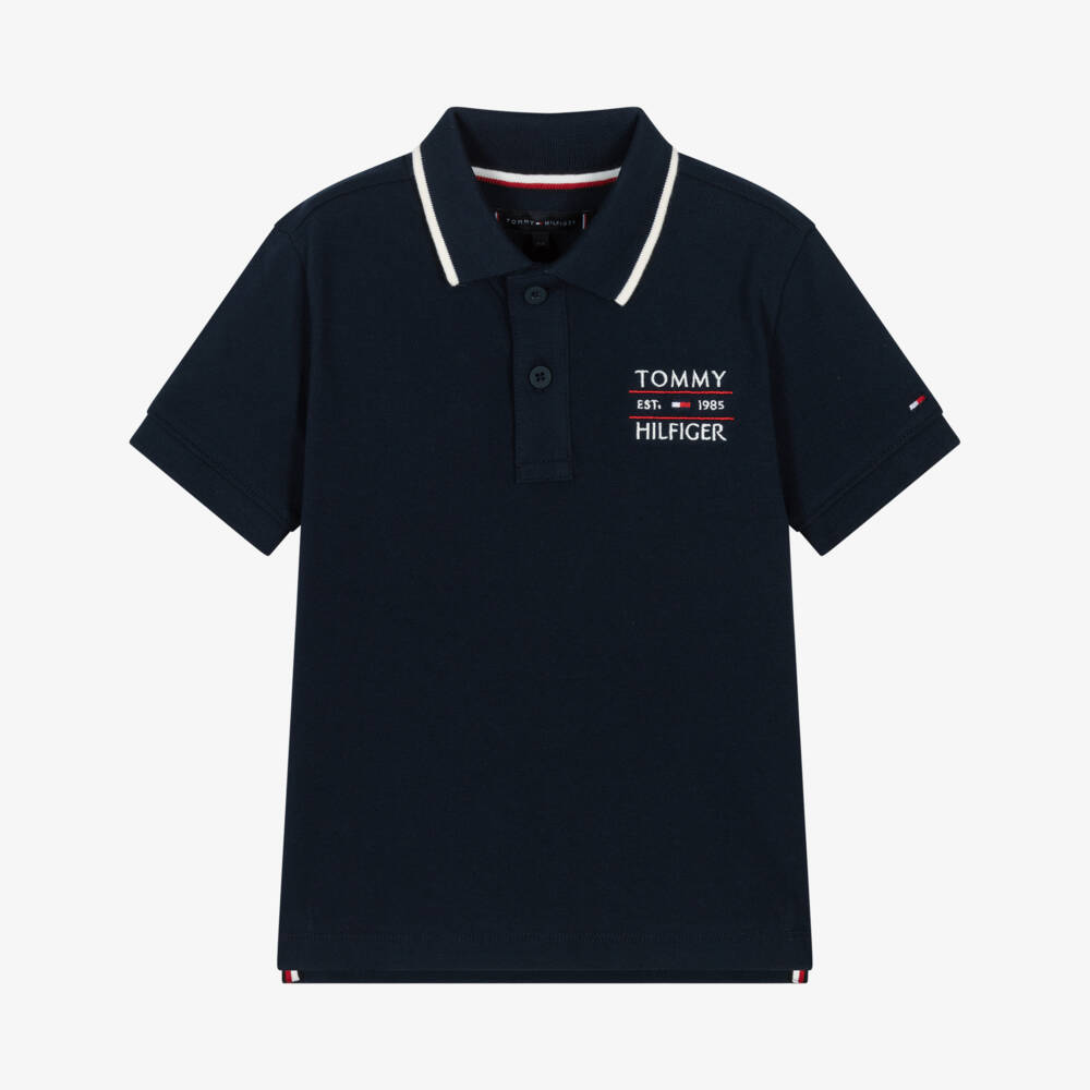 Tommy Hilfiger-Navy Piqué Polo with Logo Detail | Childrensalon Outlet