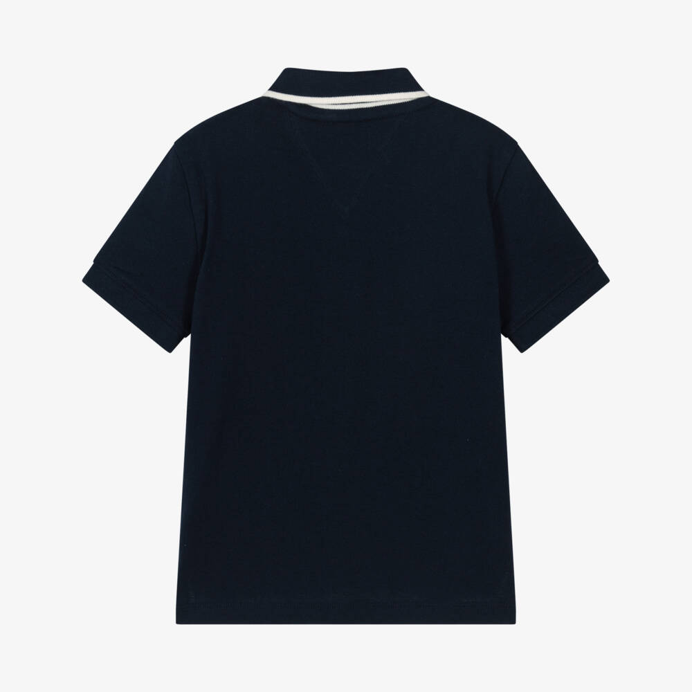 Tommy Hilfiger-قميص بولو كحلي بتفاصيل الشعار | Childrensalon Outlet