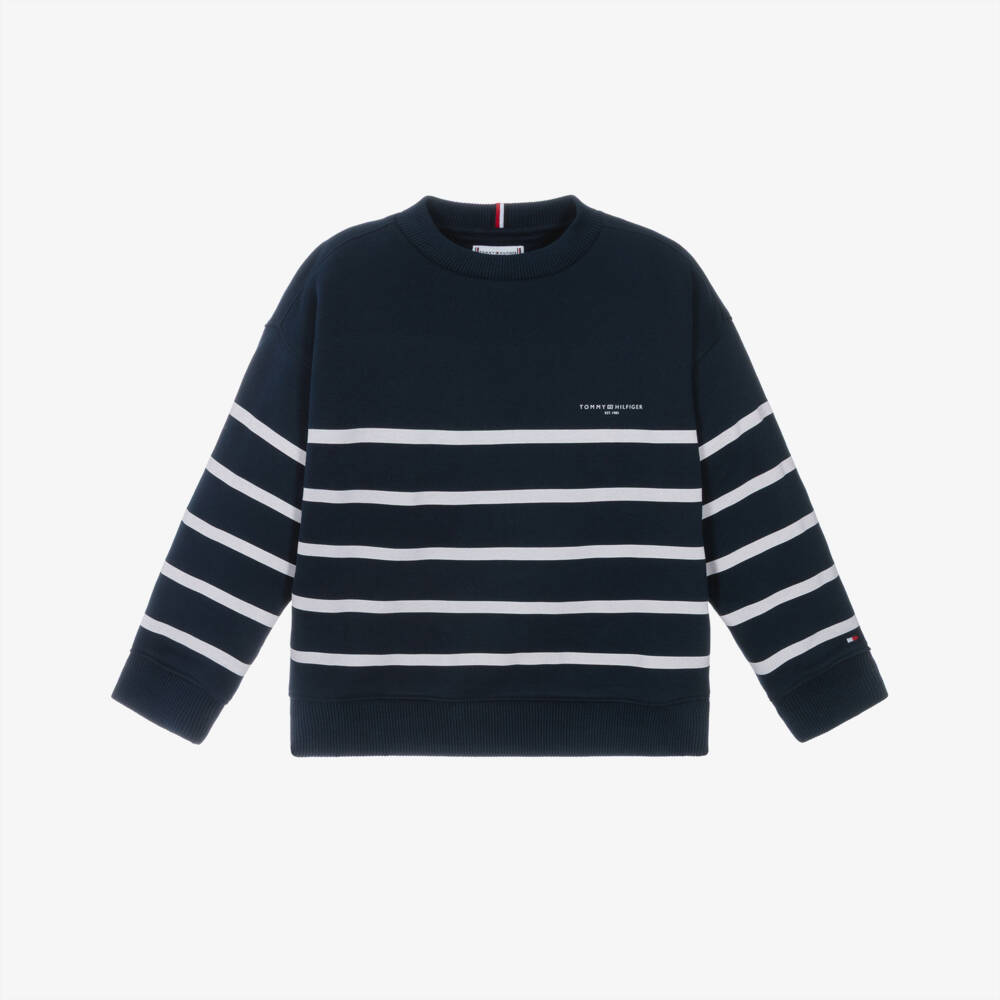 Tommy Hilfiger-سويت شيرت قطن مخطط باللون الكحلي | Childrensalon Outlet