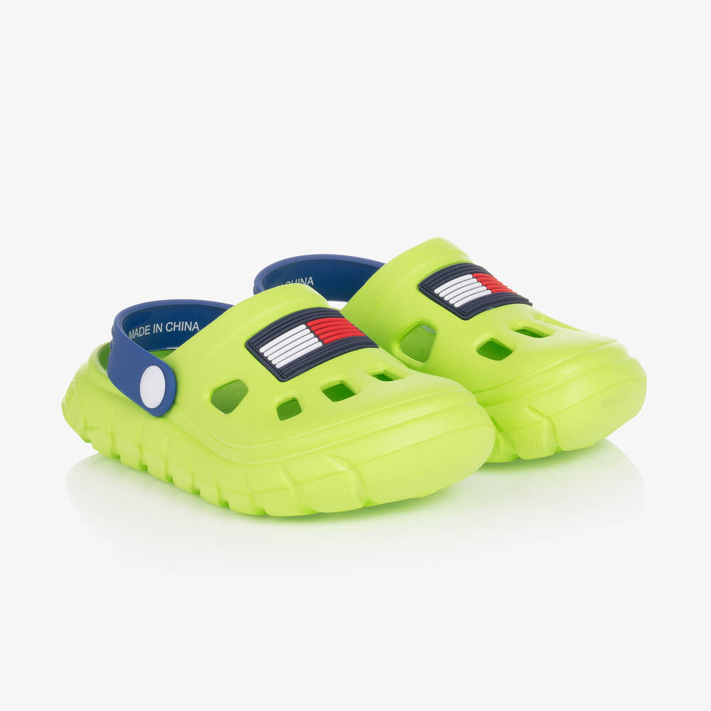 Tommy Hilfiger Neon Green Logo Clog Sandals Childrensalon Outlet