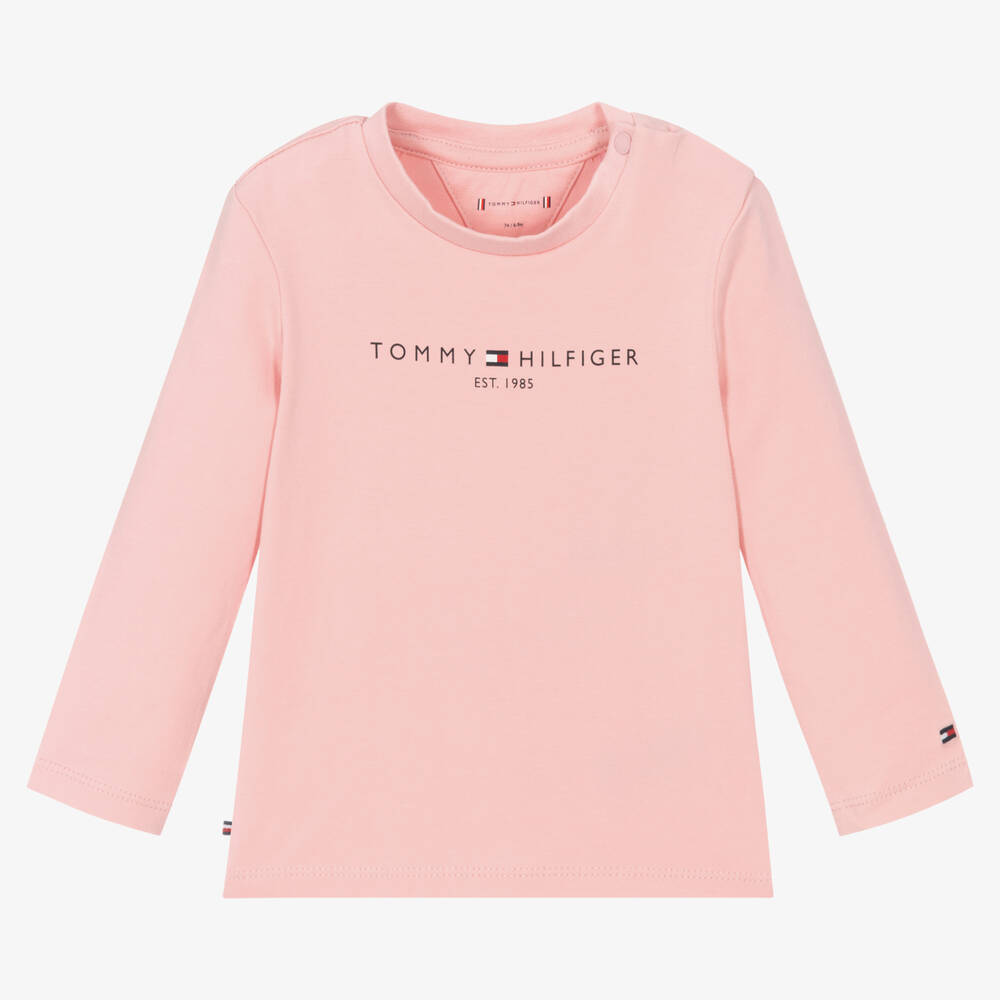 Tommy Hilfiger - توب قطن جيرسي لون زهري للمولودات | Childrensalon