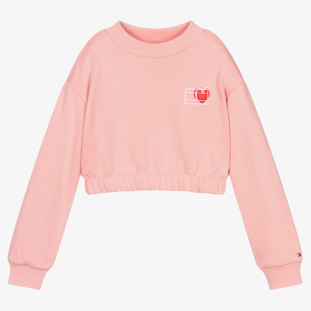 Tommy Hilfiger - Pink Cotton Cropped Sweatshirt | Childrensalon