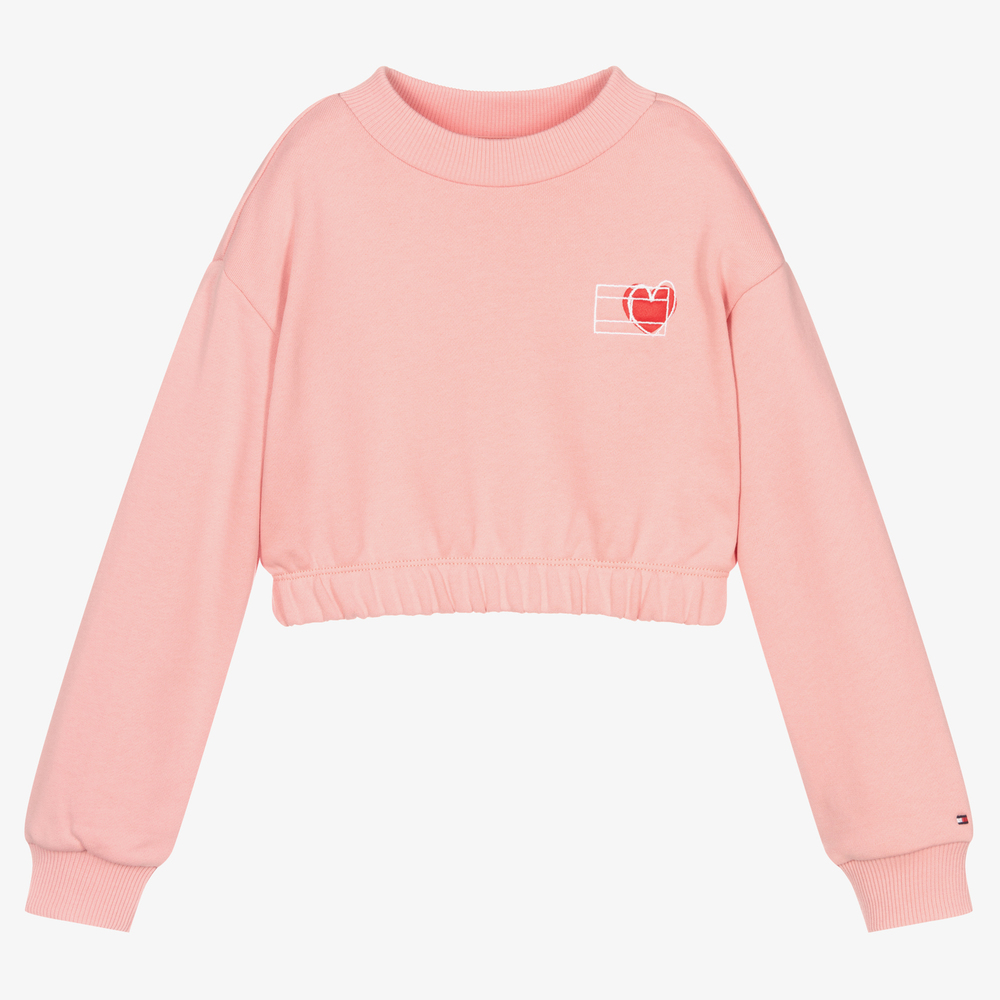 Tommy Hilfiger - Pinkfarbenes, kurzes Baumwoll-Sweatshirt | Childrensalon