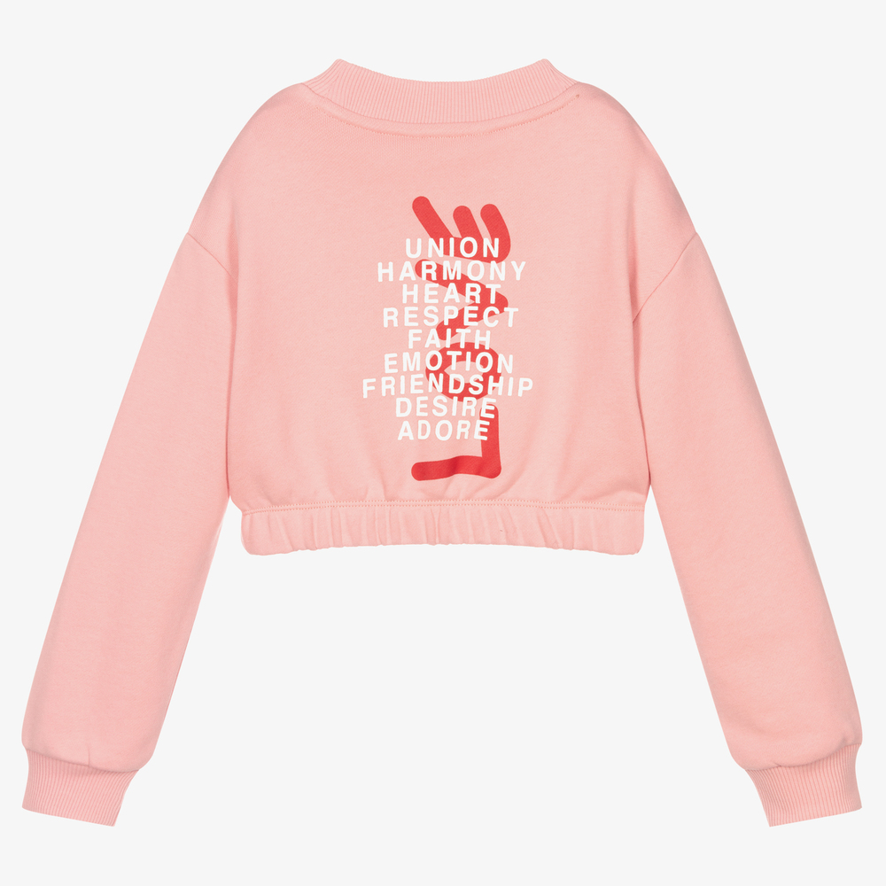 Tommy Hilfiger Pink Cotton Cropped Sweatshirt Childrensalon Outlet