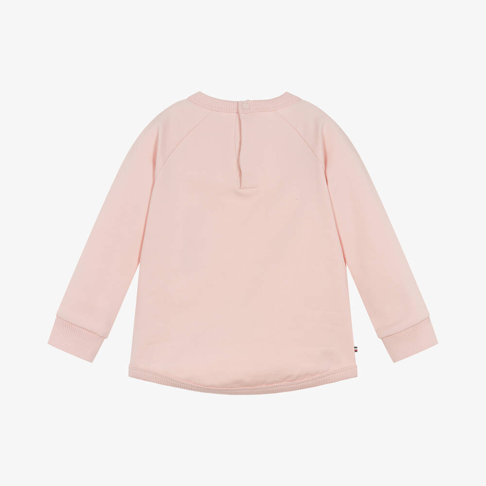 Tommy Hilfiger-سويتشيرت قطن عضوي جيرسي لون زهري للمولودات | Childrensalon Outlet