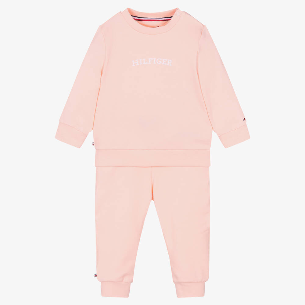 Tommy Hilfiger - Pink Organic Cotton Baby Tracksuit | Childrensalon