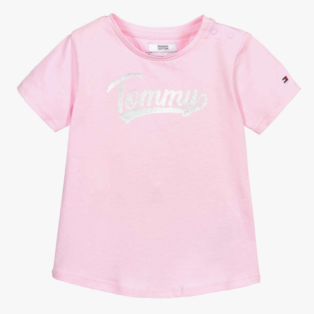 Tommy Hilfiger-Pink Organic Cotton T-Shirt | Childrensalon Outlet