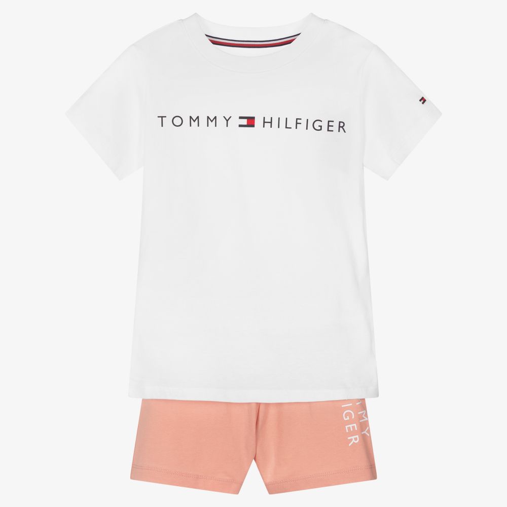 Tommy Hilfiger Pink White Short Pyjamas Childrensalon Outlet