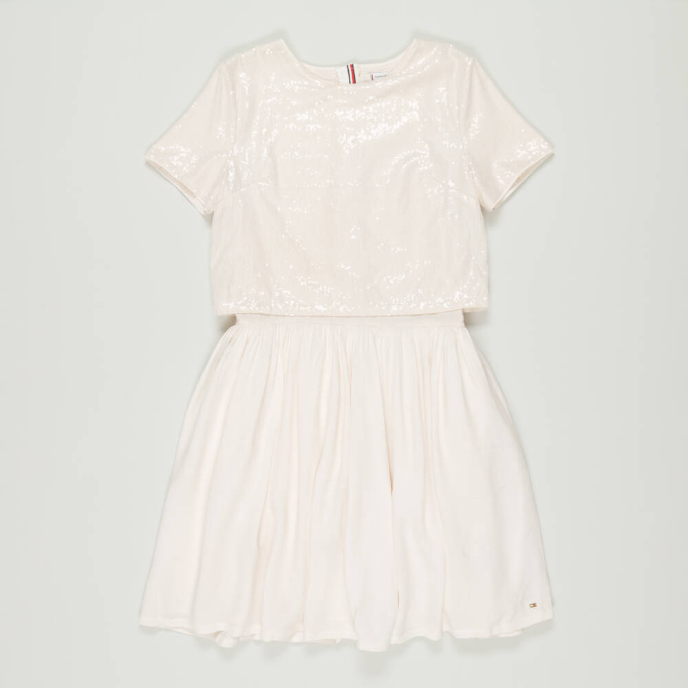 Tommy Hilfiger-Preloved Girls Ivory Sequin Dress (16 years) | Childrensalon Outlet