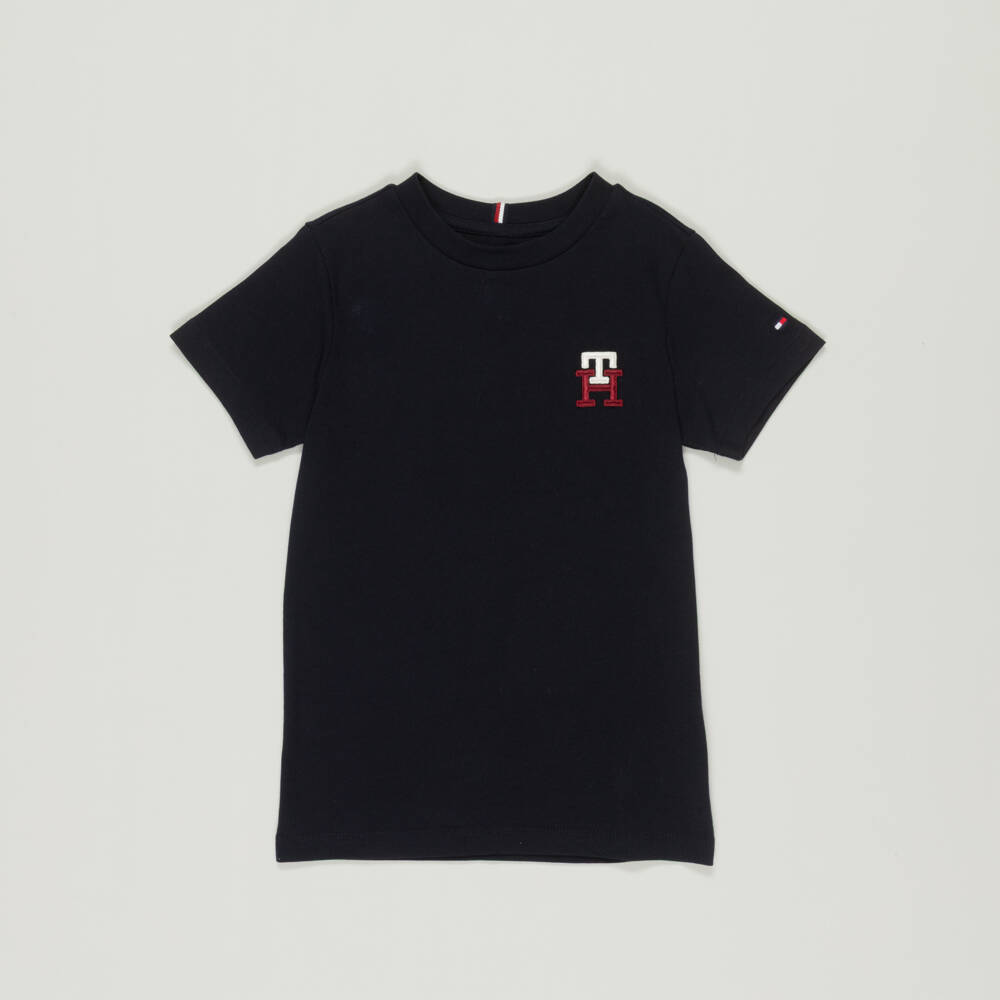 Tommy Hilfiger-Preloved Navy Blue TH Monogram Logo T-Shirt (7 years) | Childrensalon Outlet