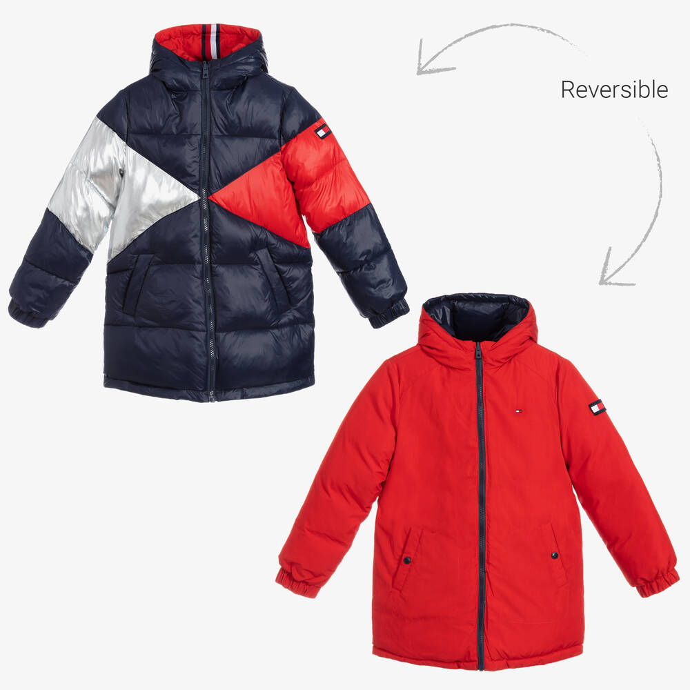 Tommy Hilfiger-Red & Blue Reversible Coat  | Childrensalon Outlet