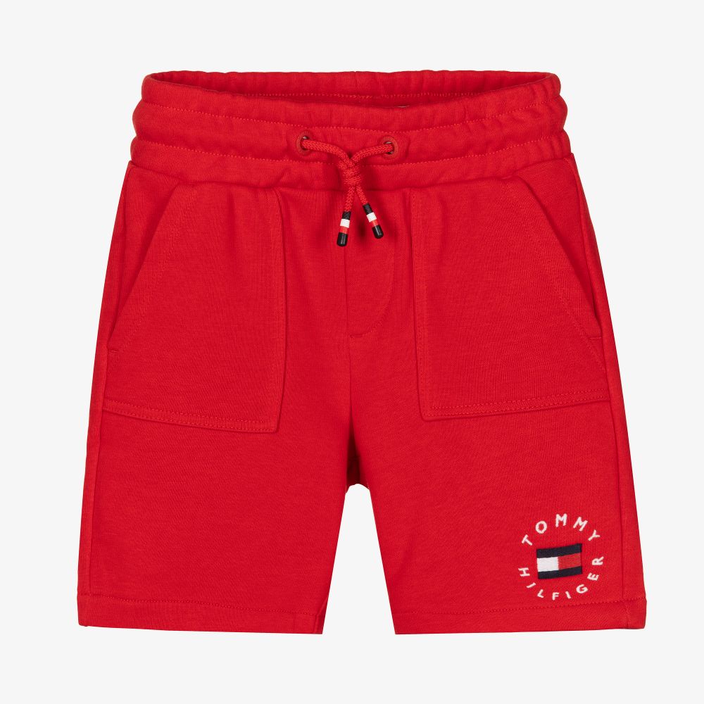 Tommy Hilfiger - Red Cotton Logo Shorts | Childrensalon